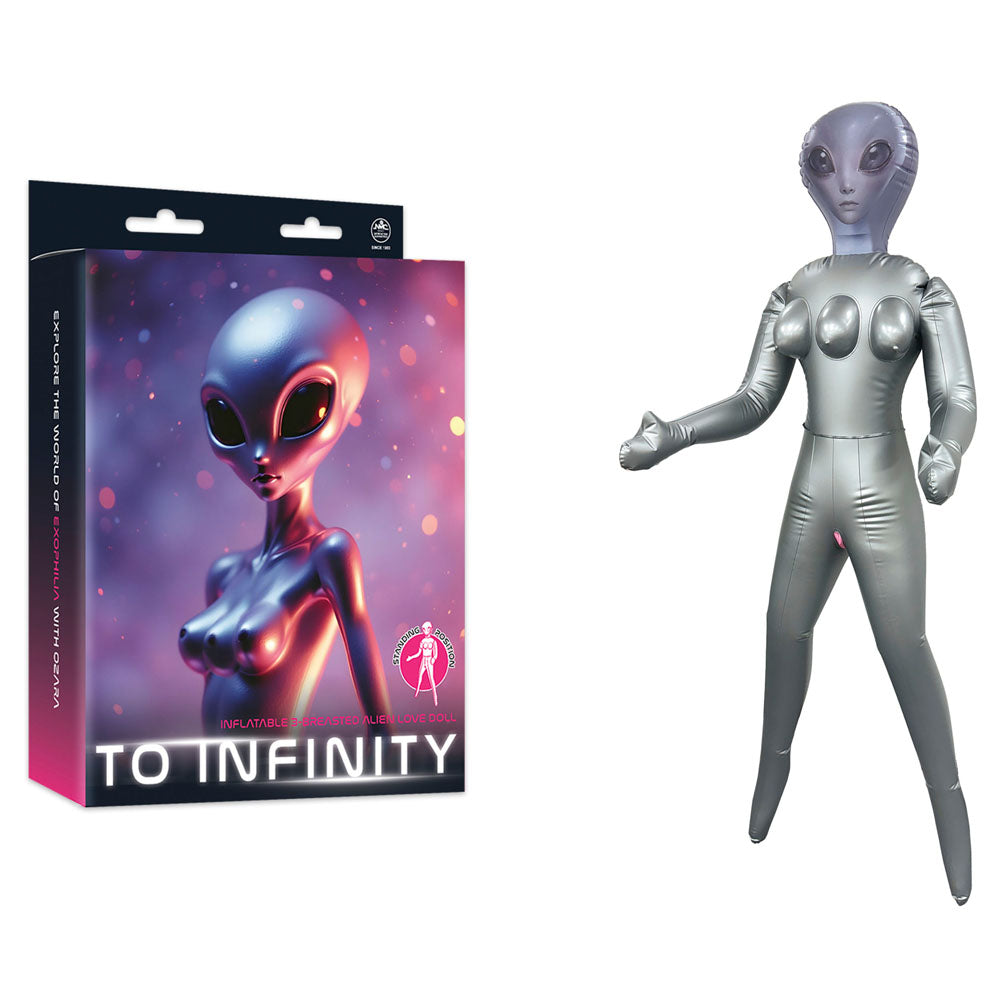 To Infinity Ozara 3-Breasted Standing Alien Love Doll Silver | The Love Boulevard