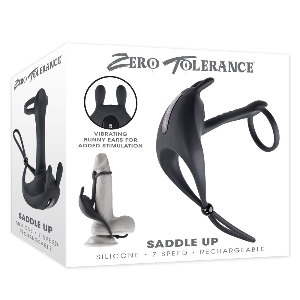 Zero Tolerance Saddle Up adjustable vibrating cock and ball ring in black