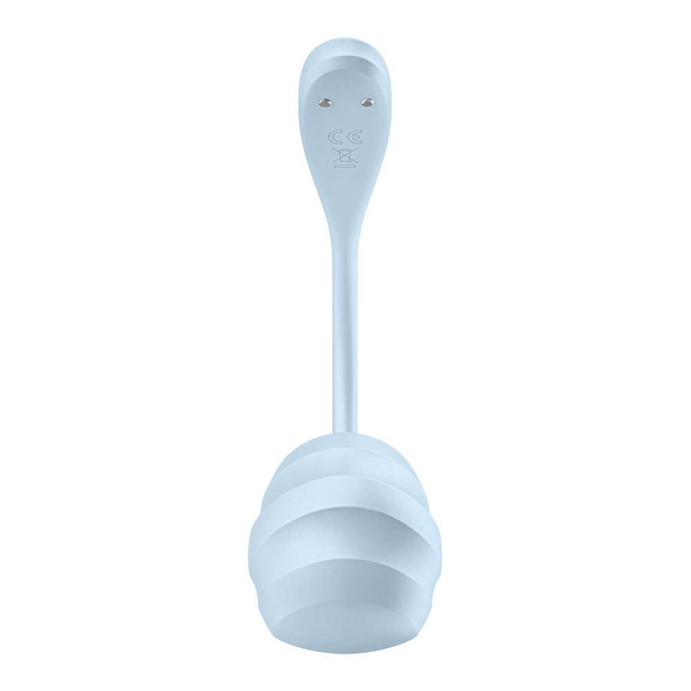 Satisfyer Smooth Petal app-controlled wearable vibrator in light blue