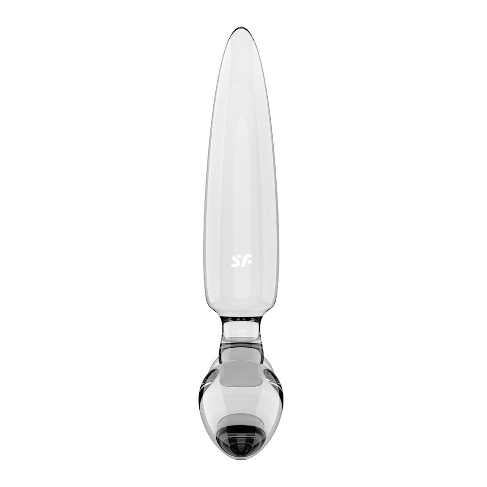Satisfyer Triple Crystal 1 Clear three-ended glass design side profile