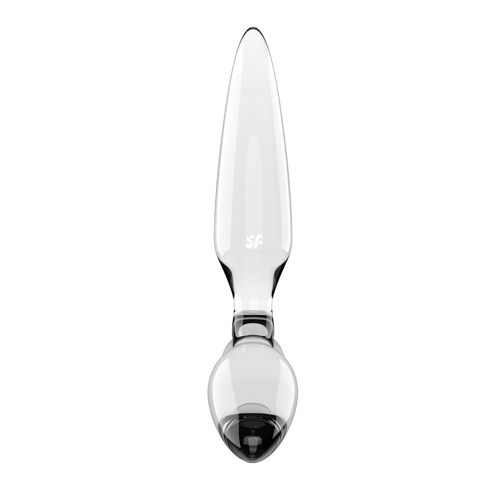 Satisfyer Triple Crystal 2 Clear three-ended glass design side profile