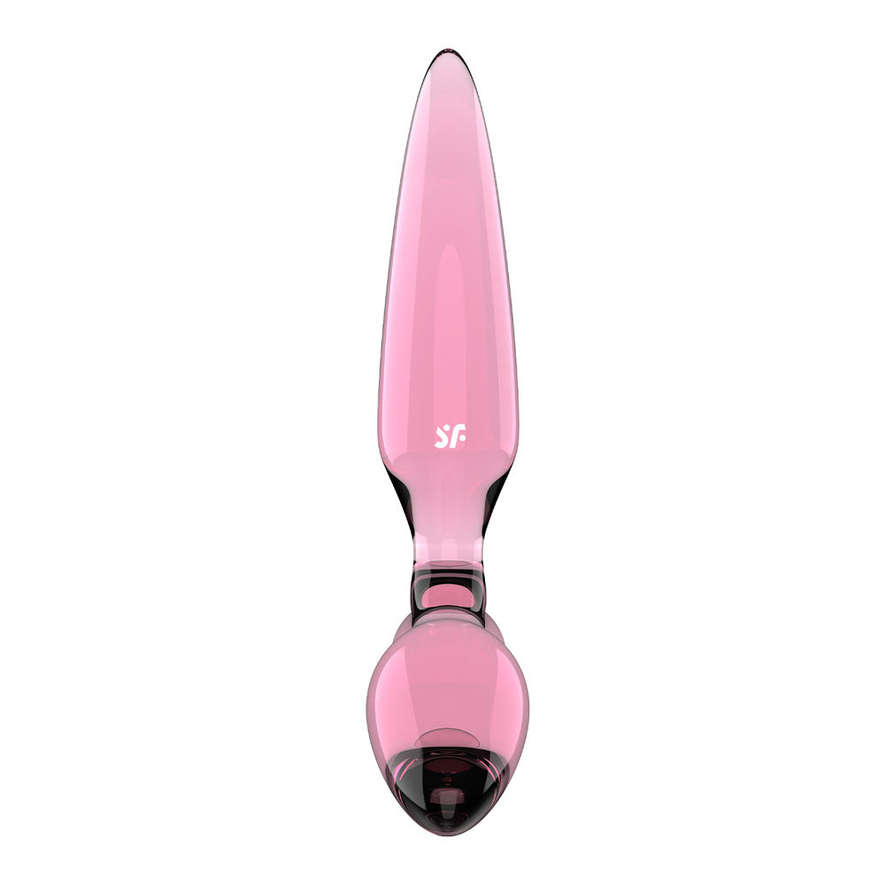 Satisfyer Triple Crystal 2 Pink three-ended glass design side profile