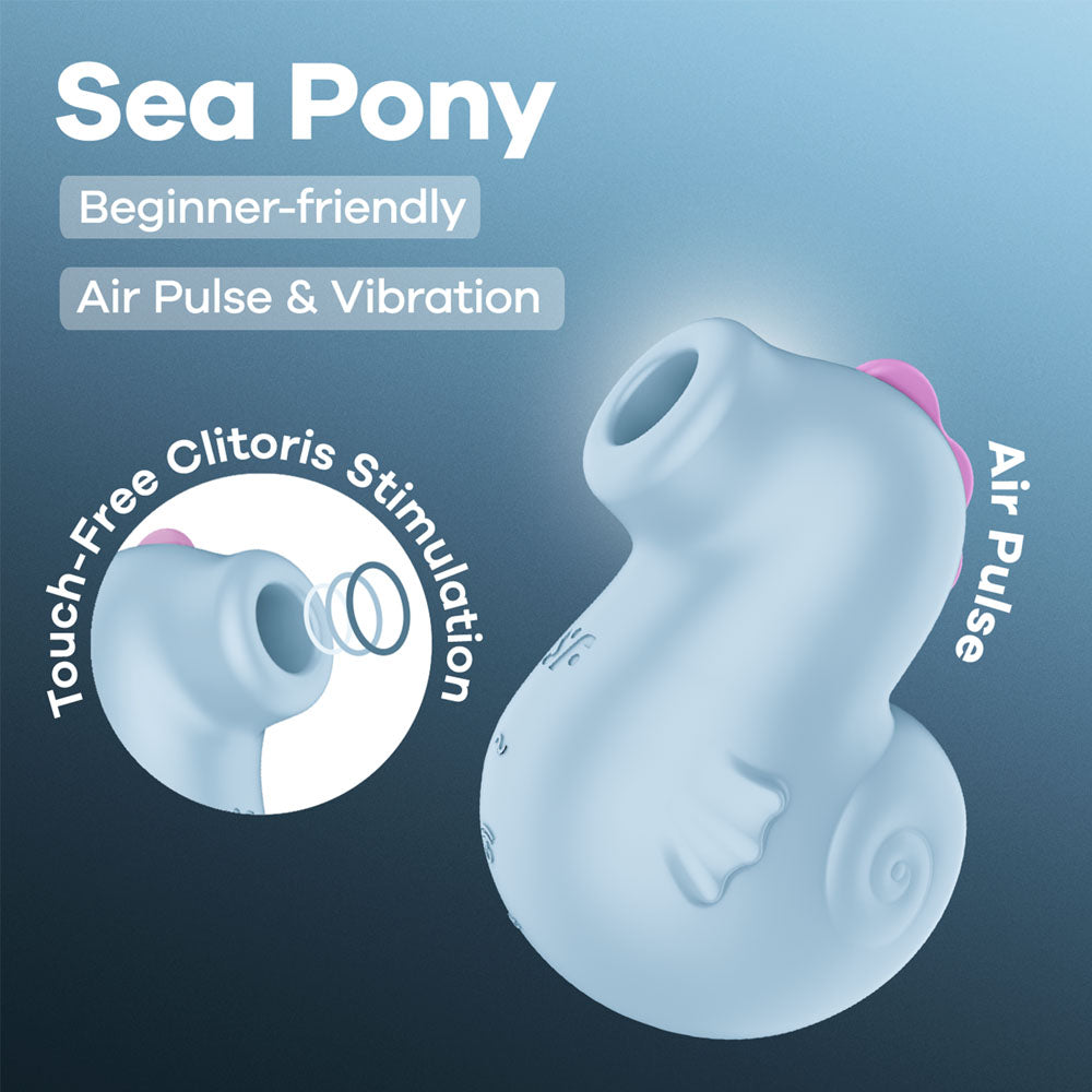 Satisfyer Sea Pony air pulse stimulator in baby blue
