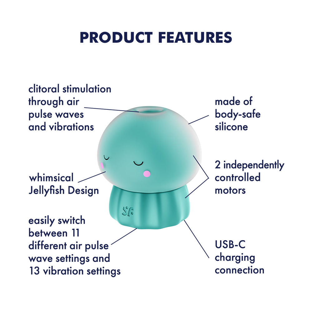Satisfyer Jelly-cious air pulse vibrator in green — product view 2