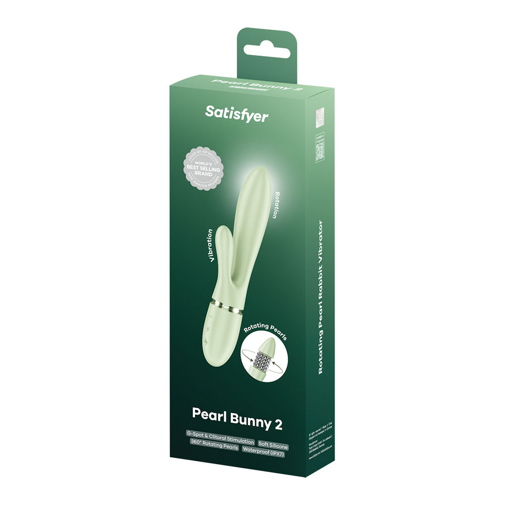 Satisfyer Pearl Bunny 2 silicone rabbit vibrator with rotating pearls and an external arm