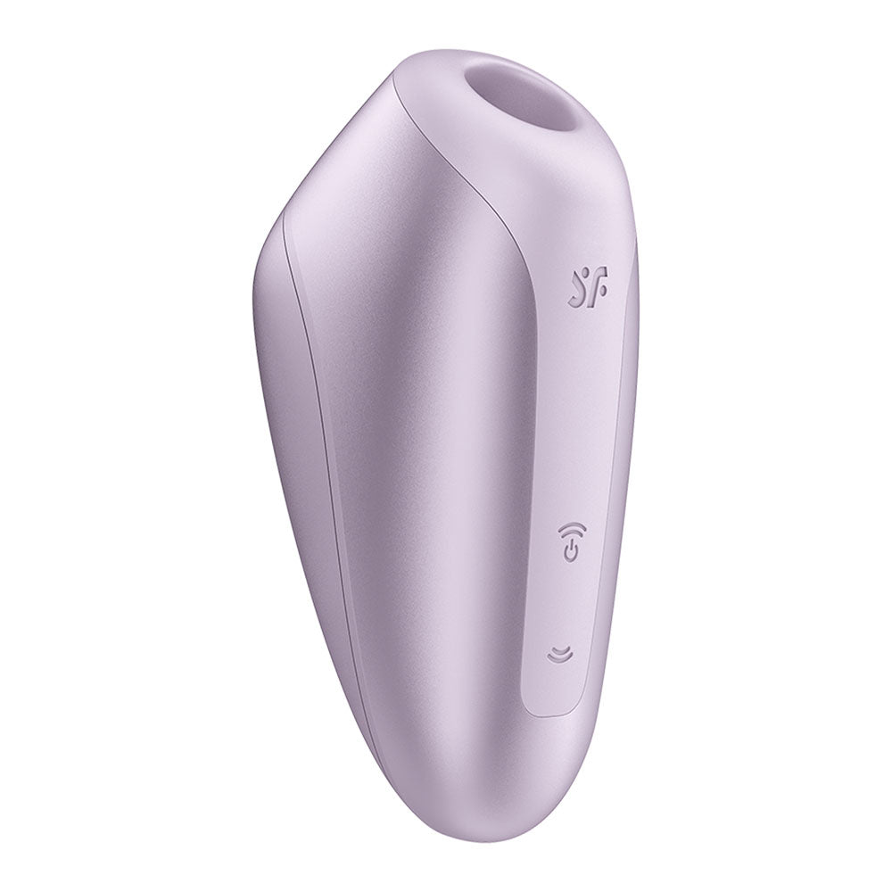 Angled front view of purple Satisfyer Love Breeze Battery Series and its two controls