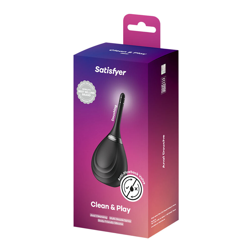Satisfyer Clean and Play manual anal douche in black