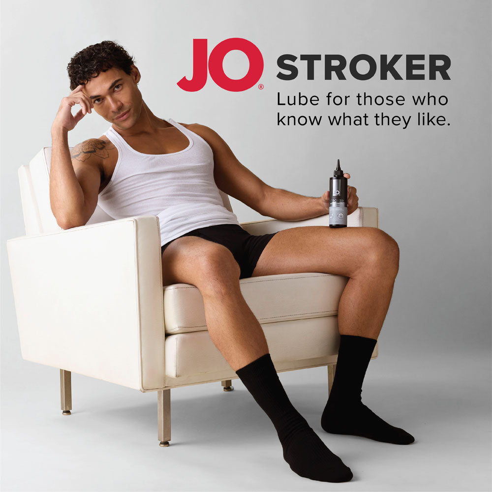 JO Stroker Lube 240ml thick water-based lubricant with precision dispensing tip