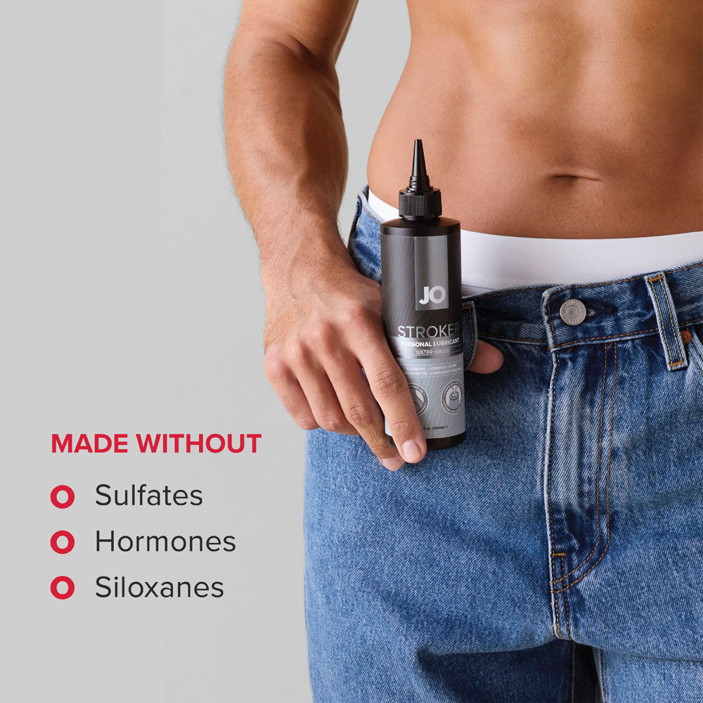 JO Stroker Lube 240ml thick water-based lubricant with precision dispensing tip