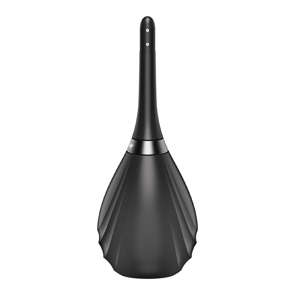 Satisfyer Clean and Play 2-in-1 anal douche with two interchangeable nozzles in black