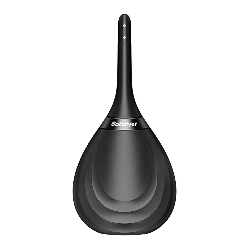 Satisfyer Clean and Play 2-in-1 anal douche with two interchangeable nozzles in black