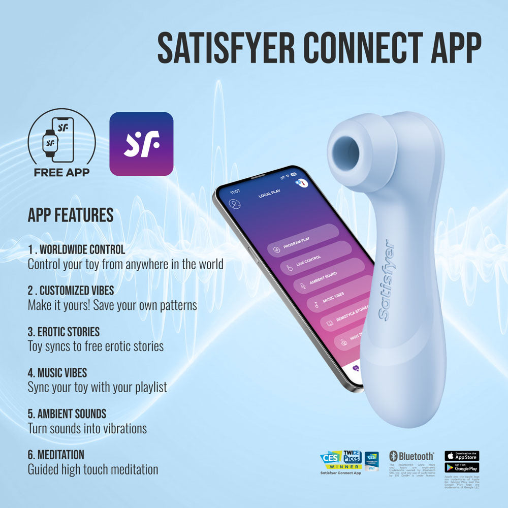 Satisfyer Pro 2 Gen 4 in Serene Blue with Satisfyer Connect app controls