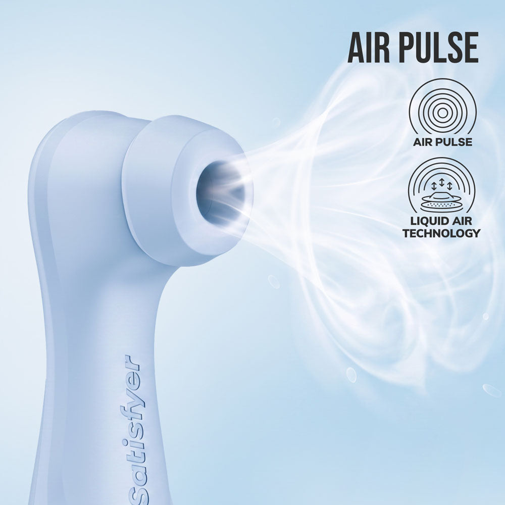 Satisfyer Pro 2 Gen 4 in Serene Blue showing the air-pulse stimulation feature