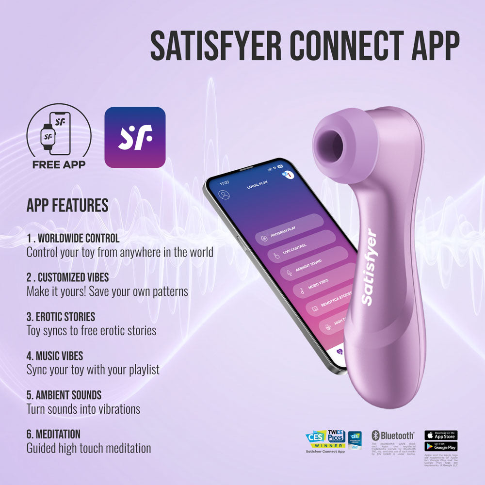 Satisfyer Pro 2 Gen 4 in Amethyst with Satisfyer Connect app controls