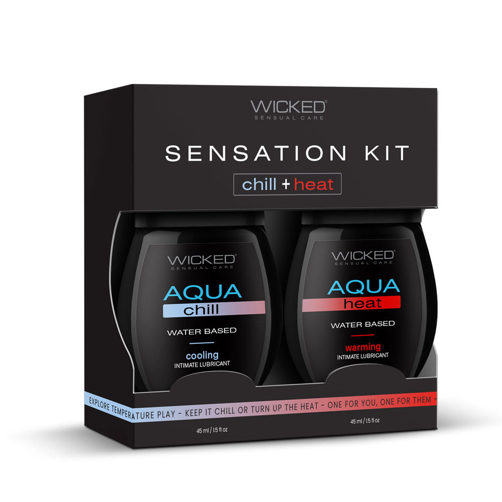 Wicked Sensation Kit Aqua Heat and Aqua Chill water-based lubricants, two 45ml bottles