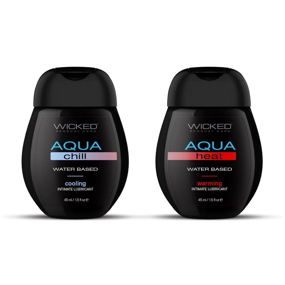 Wicked Sensation Kit Aqua Heat and Aqua Chill water-based lubricants, two 45ml bottles