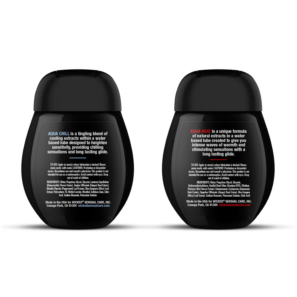 Wicked Sensation Kit Aqua Heat and Aqua Chill water-based lubricants, two 45ml bottles