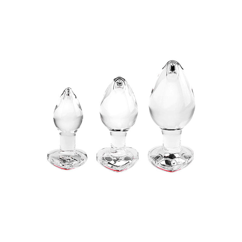 Adam & Eve Red Heart Gem Glass Plug Set | The Love Boulevard