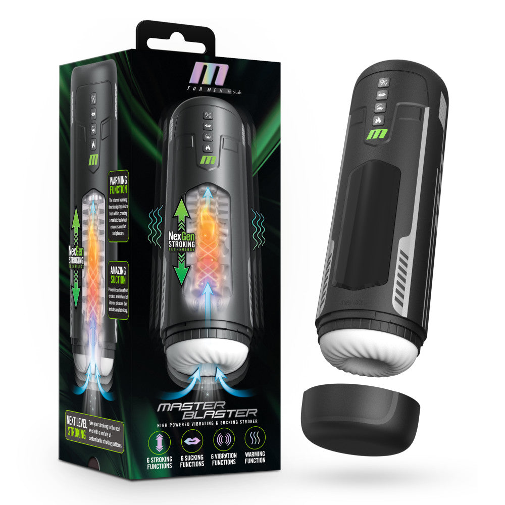 M For Men Master Blaster Vibrating & Sucking Auto Stroker With Warming | The Love Boulevard
