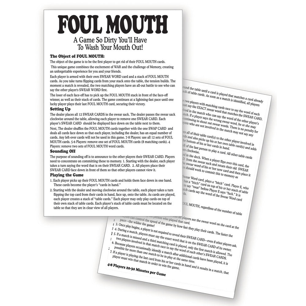 Foul Mouth Novelty Card Game | The Love Boulevard