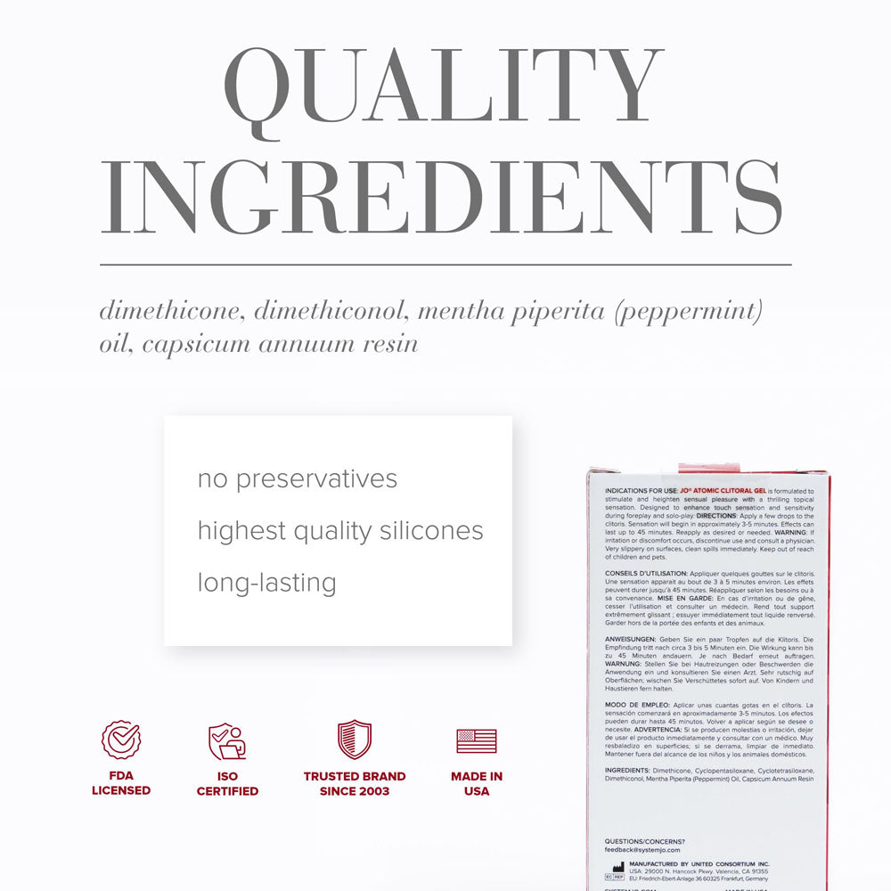 JO Atomic Clitoral Gel 10ml | The Love Boulevard