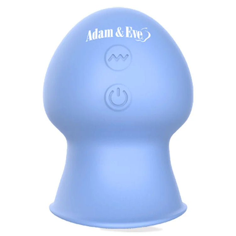 Adam & Eve Eve’s Pleasure Dome spinning and vibrating silicone massager in blue — product detail