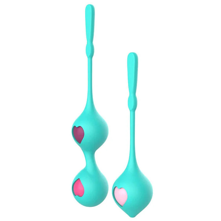 Adam & Eve Eve’s Kegel Hearts weighted kegel ball set with silicone holders — product detail