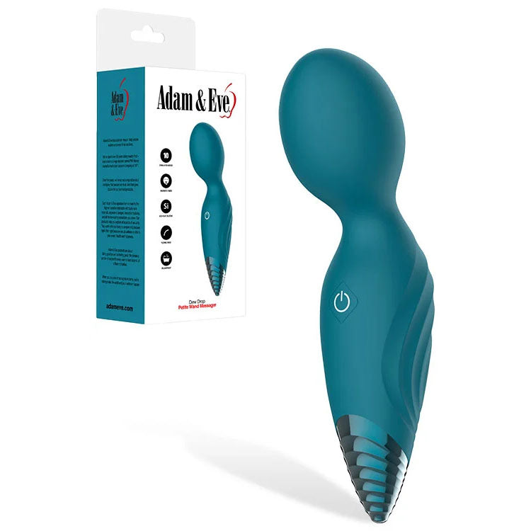 Adam & Eve Dew Drop green rechargeable mini wand massager