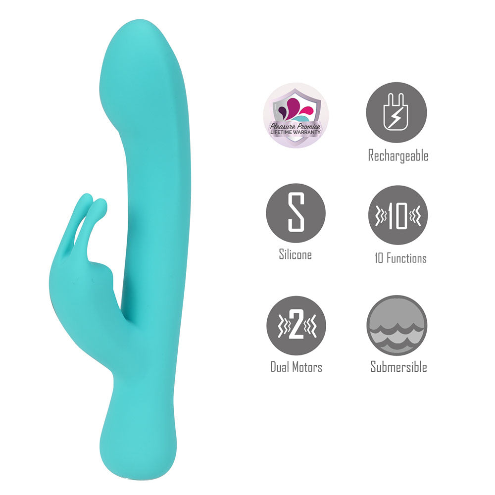 Maia Zara teal silicone dual-motor rechargeable rabbit vibrator