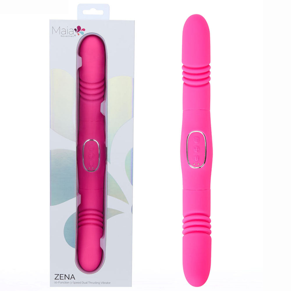 Maia Zena Pink Dual Thrusting Vibrator | The Love Boulevard