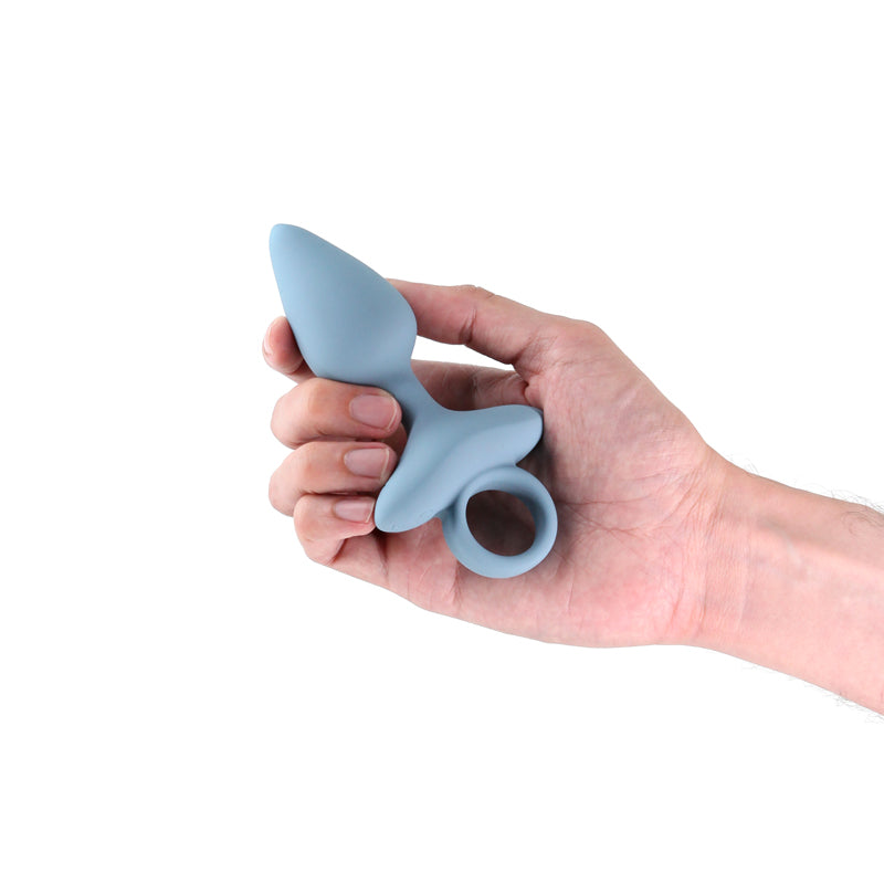 Renegade Orion grey silicone vibrating butt plug with pull ring