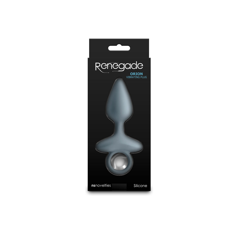 Renegade Orion grey silicone vibrating butt plug with pull ring