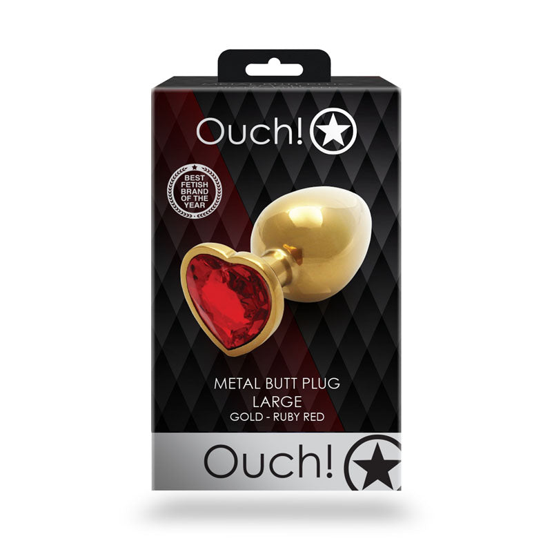 Ouch! Heart Gem Large Gold Metal Butt Plug | The Love Boulevard