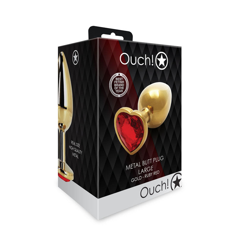 Ouch! Heart Gem Large Gold Metal Butt Plug | The Love Boulevard