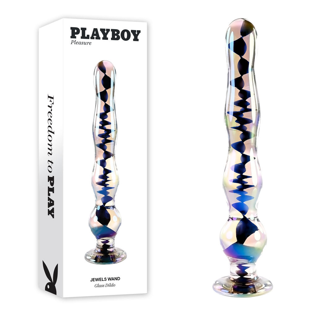 Playboy Pleasure Jewels Wand glass dildo and branded retail box