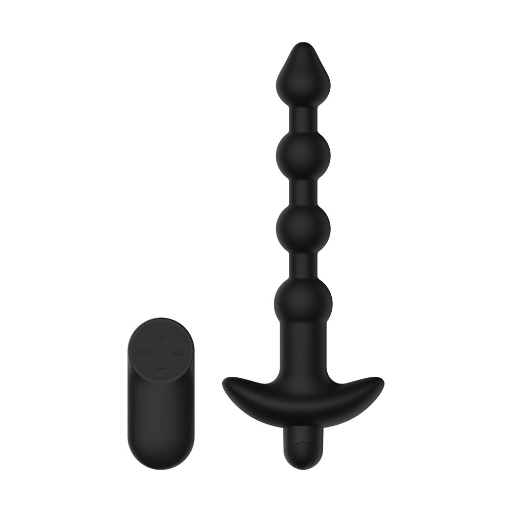 Passion Play black graduated vibrating anal beads with wireless remote