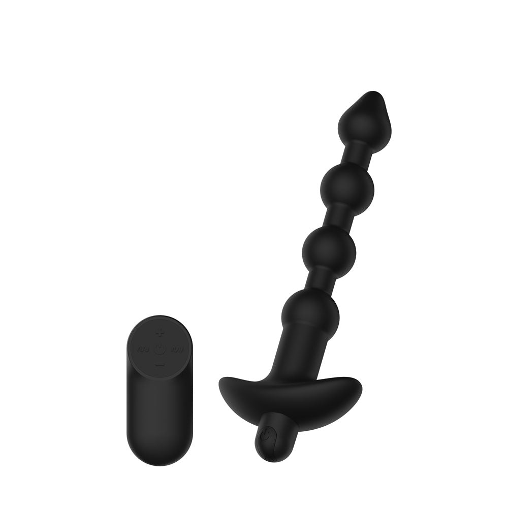 Passion Play black graduated vibrating anal beads with wireless remote