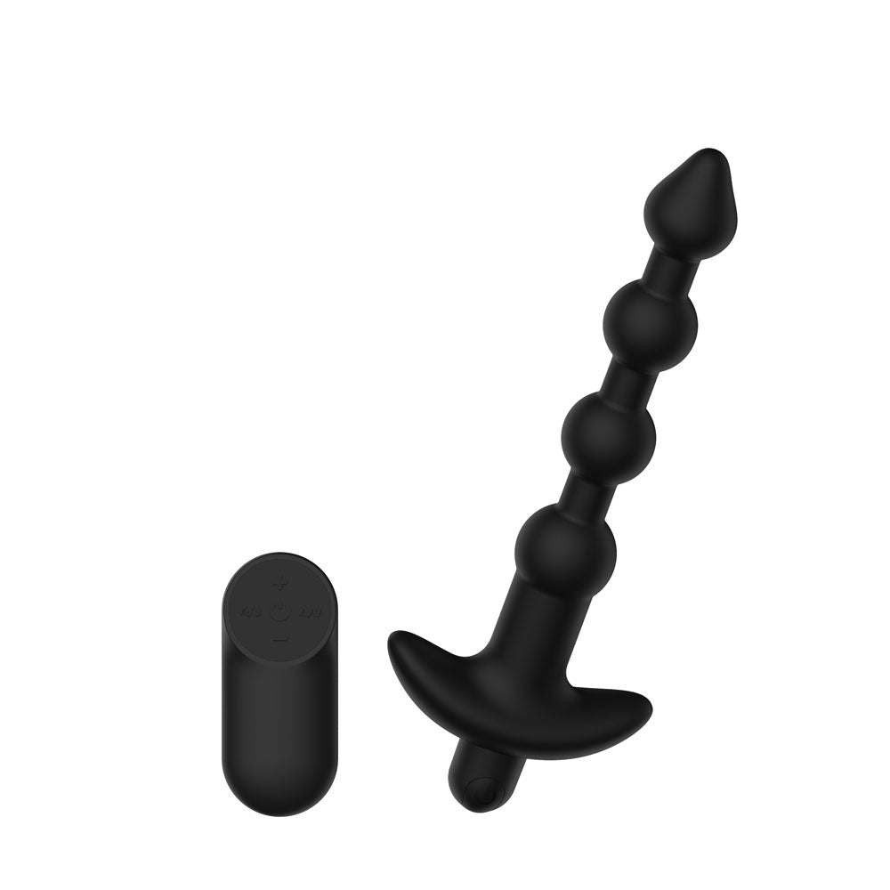 Passion Play black graduated vibrating anal beads with wireless remote
