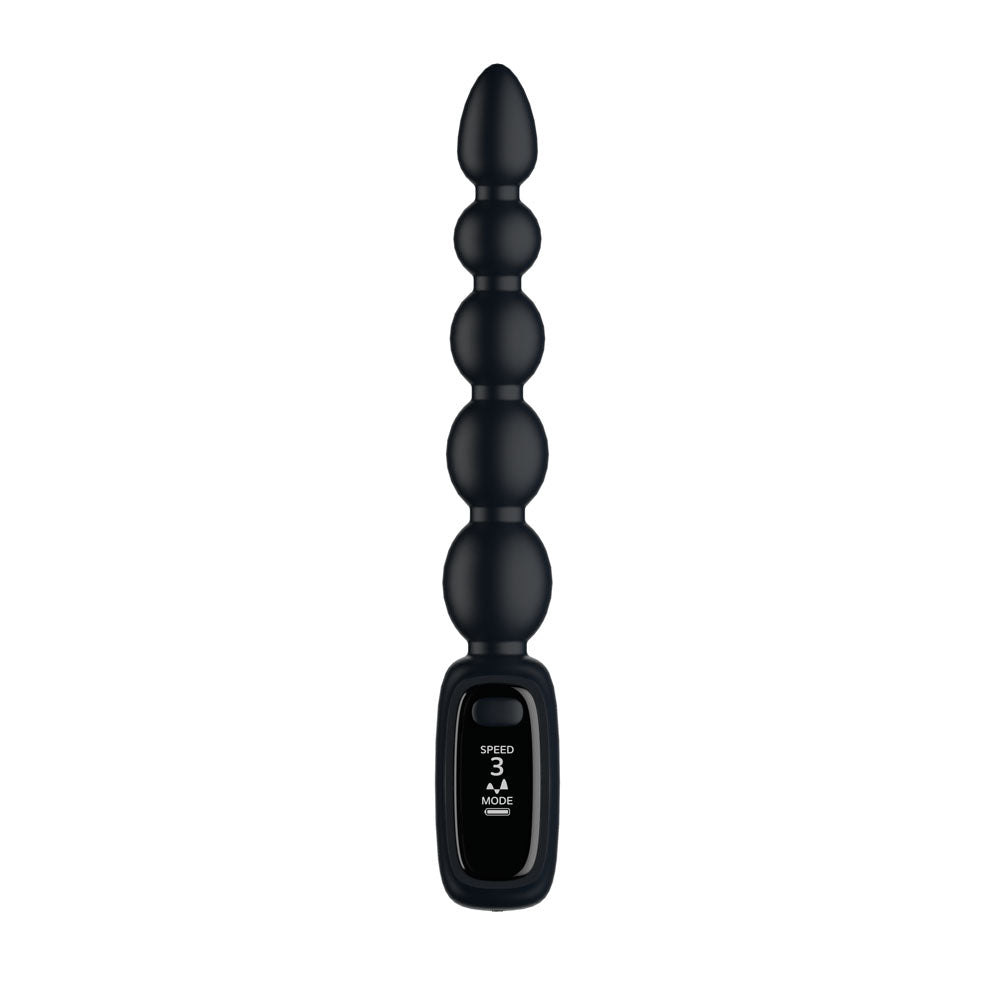 Passion Play black vibrating anal beads with LED display