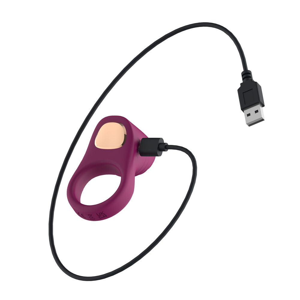 Passion Play 8.3cm (3.27 inches) purple rechargeable vibrating cock ring — product image 5