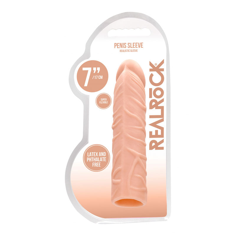 RealRock 16.8cm realistic penis extension sleeve in light tone — product detail
