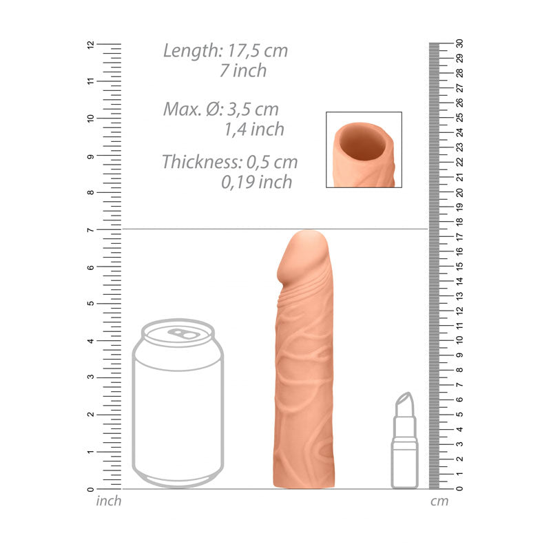 RealRock 16.8cm realistic penis extension sleeve in light tone — product detail