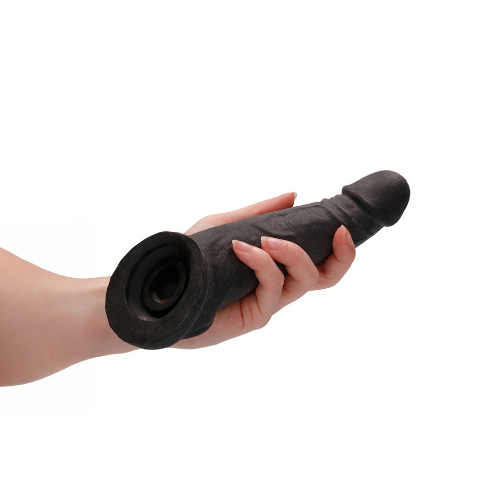 RealRock realistic penis extension sleeve with rings in dark tone — product detail