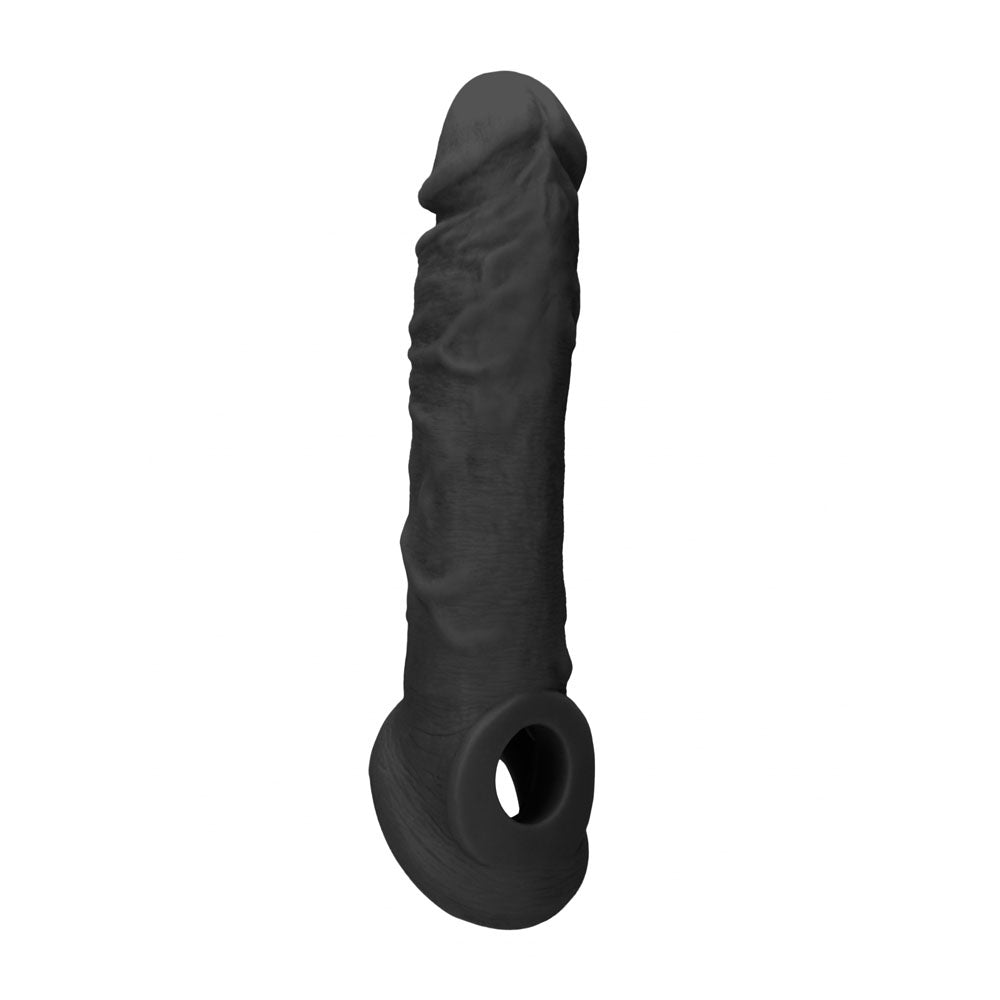 RealRock realistic penis extension sleeve with rings in dark tone — product detail
