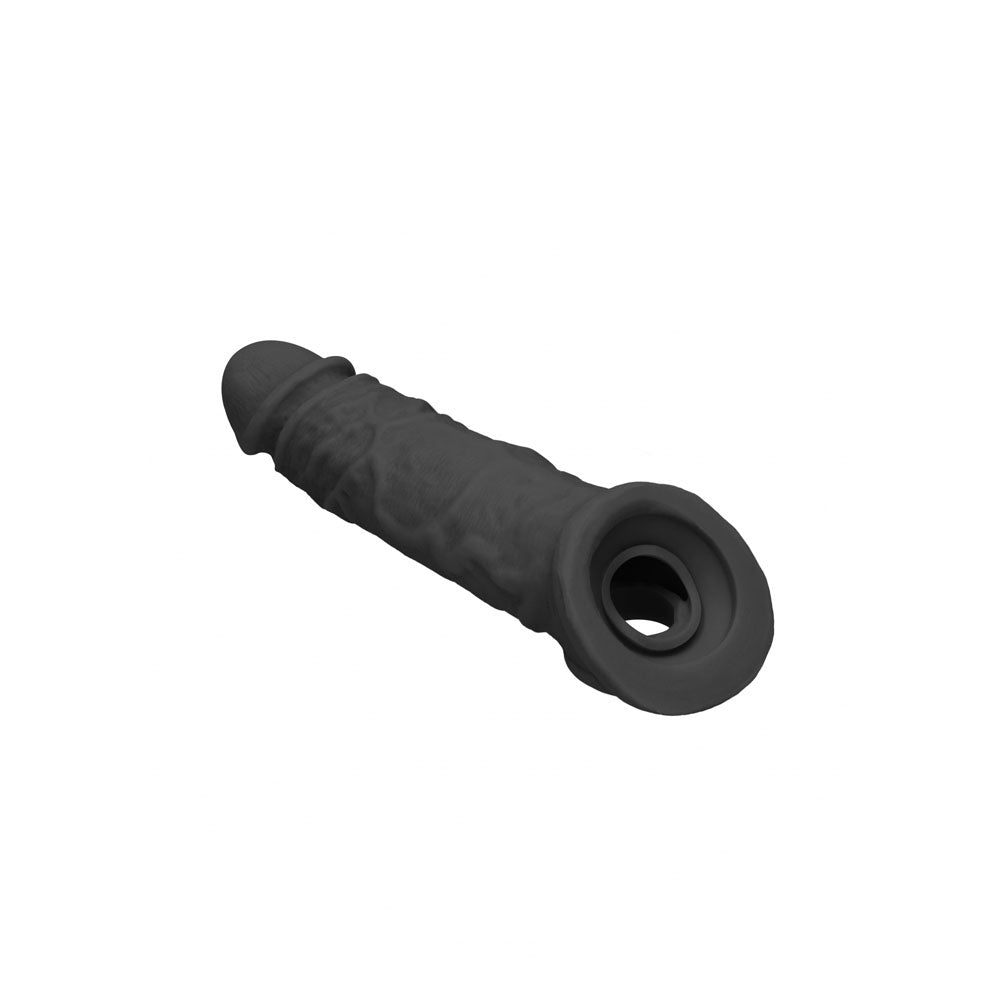 RealRock realistic penis extension sleeve with rings in dark tone — product detail