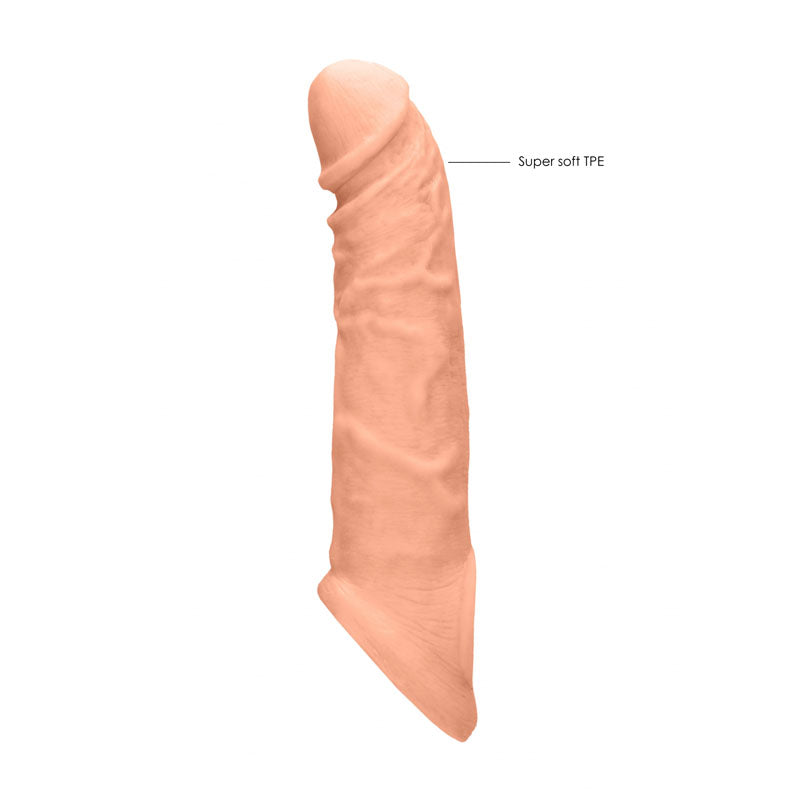 RealRock realistic penis extension sleeve with rings in light tone — product detail