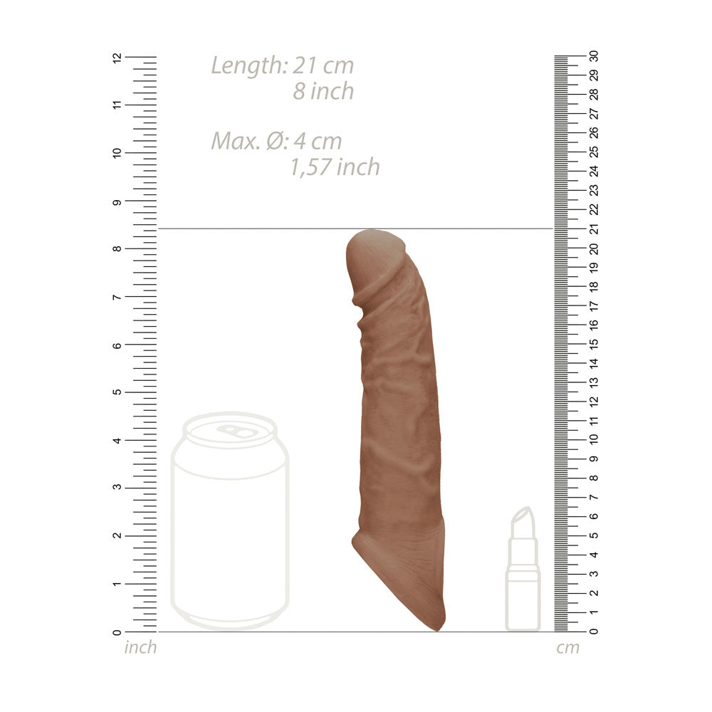 RealRock realistic penis extension sleeve with rings in medium tone — product detail