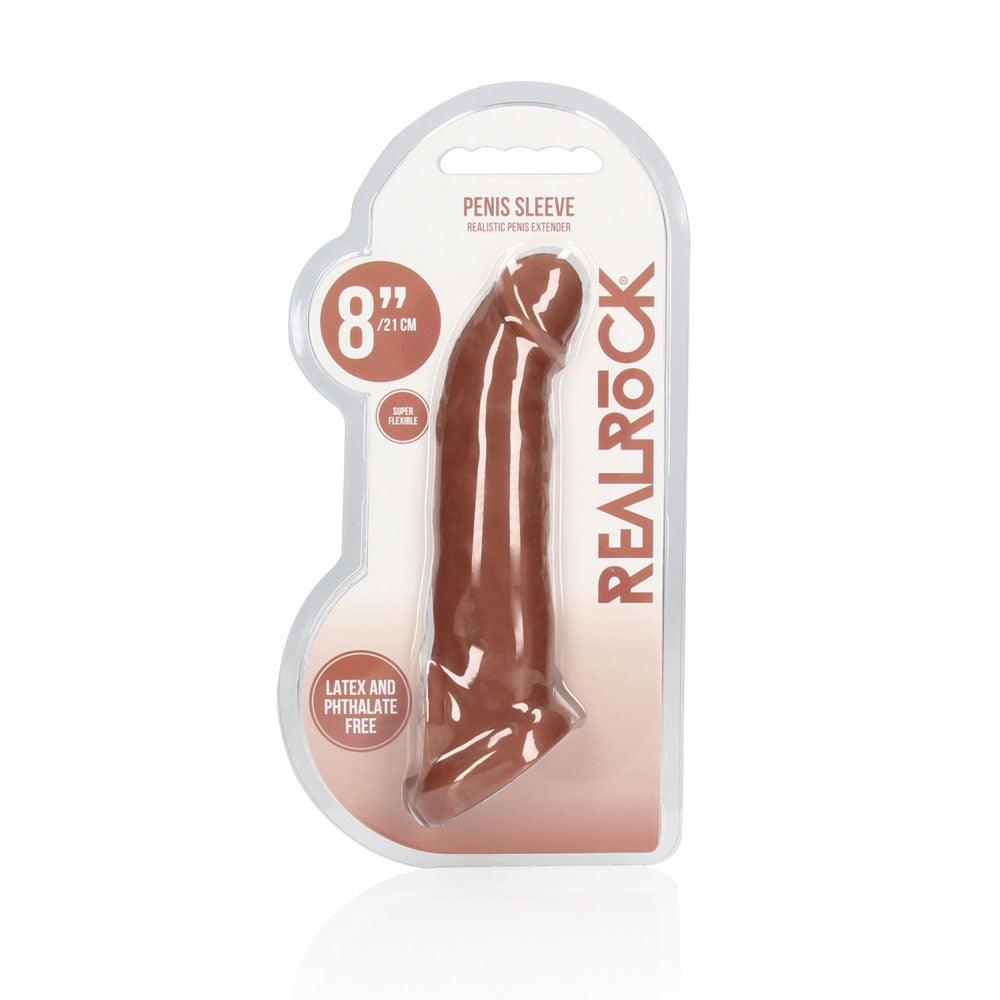 RealRock realistic penis extension sleeve with rings in medium tone — product detail
