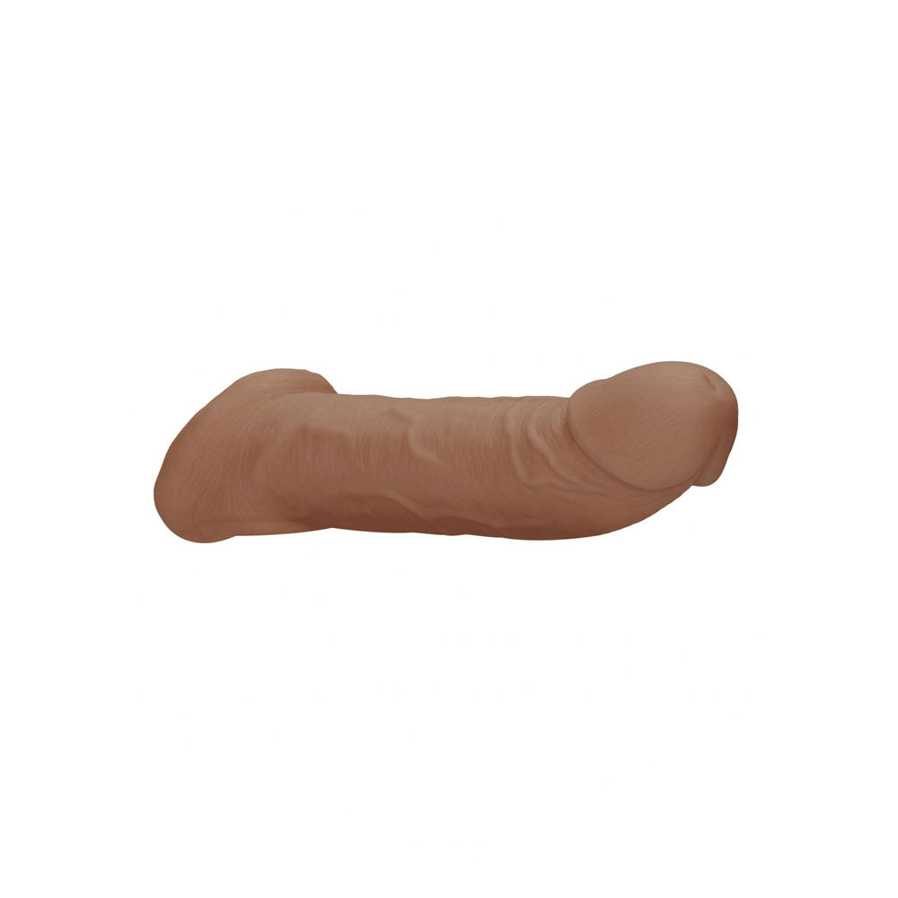 RealRock realistic penis extension sleeve with ringed opening in medium tone — product detail