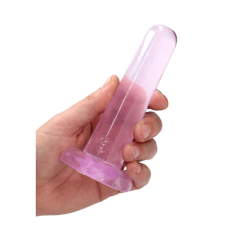 RealRock Crystal Clear 13.5cm slim suction cup dildo in pink — product detail